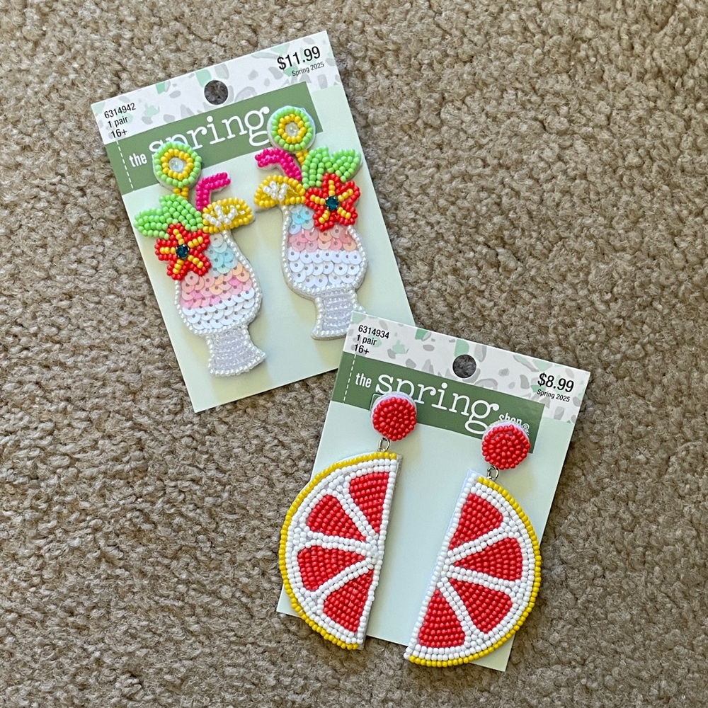 Two Pairs Tropical Beaded Earrings